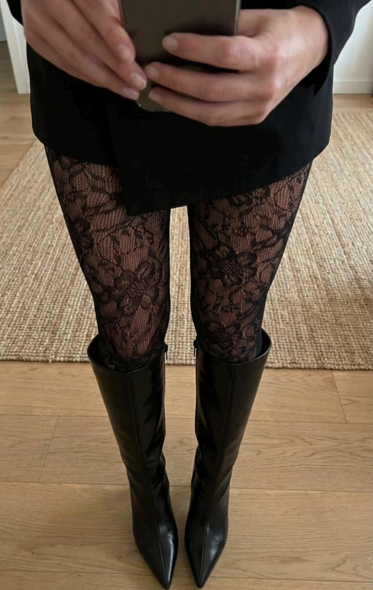 Black Lace Tights - Etsy