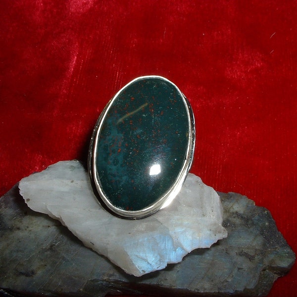 Price Discount -  Natural Bloodstone Gem and Sterling Silver Ring, In Your Size with Free USA Shipping, Item 1589i