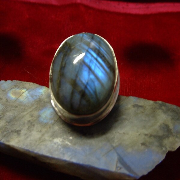 Price Discount  - Labradorite Gemstone and Sterling Silver Ring, In Your Size with Free USA Shipping, Item 1622