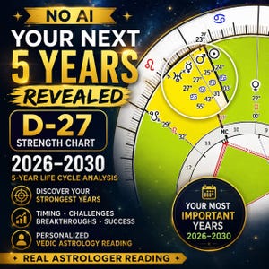 Vedisk astrologi D-27 Styrkeläsning 2026–2030 – 5-årig livscykelanalys (digital PDF)