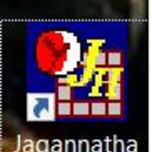 May include: A square logo with a blue background features a red sphere and a white crescent moon. The letters "JH" are in yellow. Below the logo is the word "Jagannatha" in white.