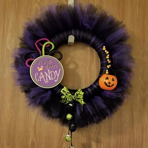 It’s All About Candy Halloween Wreath – Gothic Cute Decor with Pumpkin, Candy Corn & Tulle