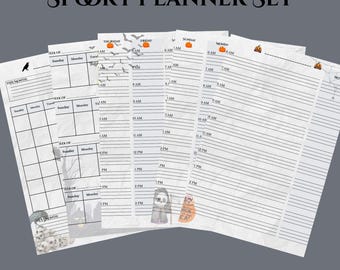 Spooky Halloween Planner Printable | Gothic Undated Monthly, Weekly Pages (Digital Download)