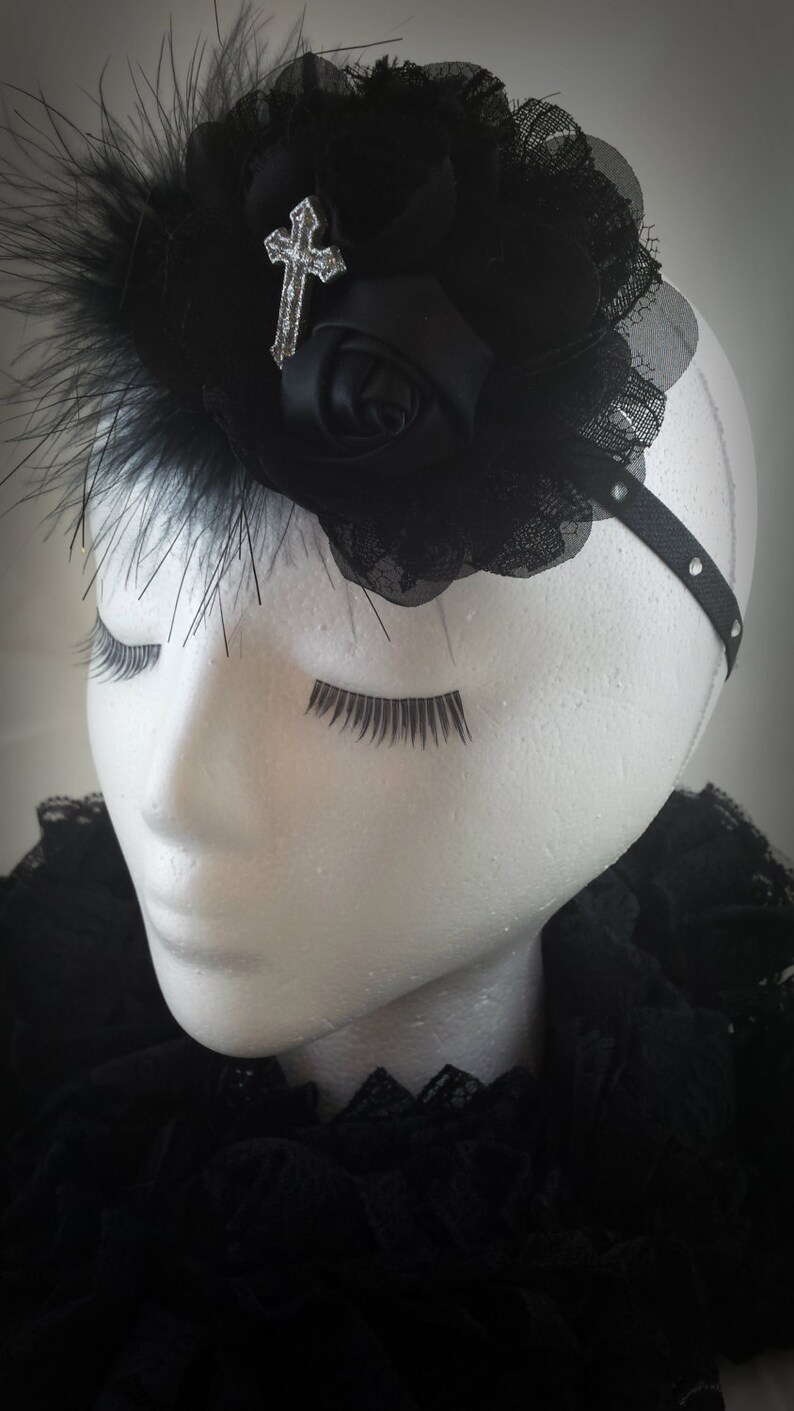 Gothic Headband Black Headband Floral Headband Etsy