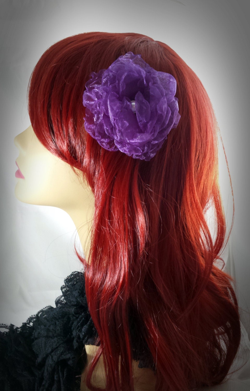 Organza Flower Hair Clip, Purple Hair Clip, Organza Flower Clip Etsy