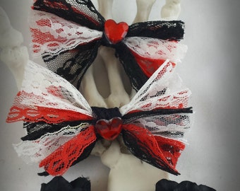 Valentine's Day Hair Bow Clip Valentine's Day Bow Red Black White Girls hair bow