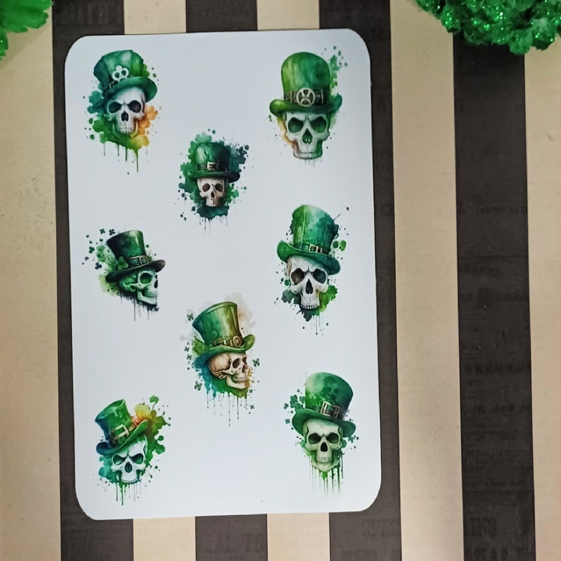 St. Patrick's Day Skull Sticker Sheet Skull Sticker Sheet Skull Stickers image 4