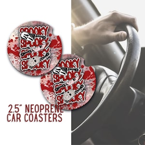 Spooky Horror Car Coasters – Set of 2