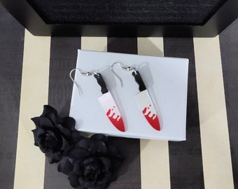 Bloody Knife Earrings – Horror Dangle Earrings for Slasher Fans | Gothic Halloween Jewelry