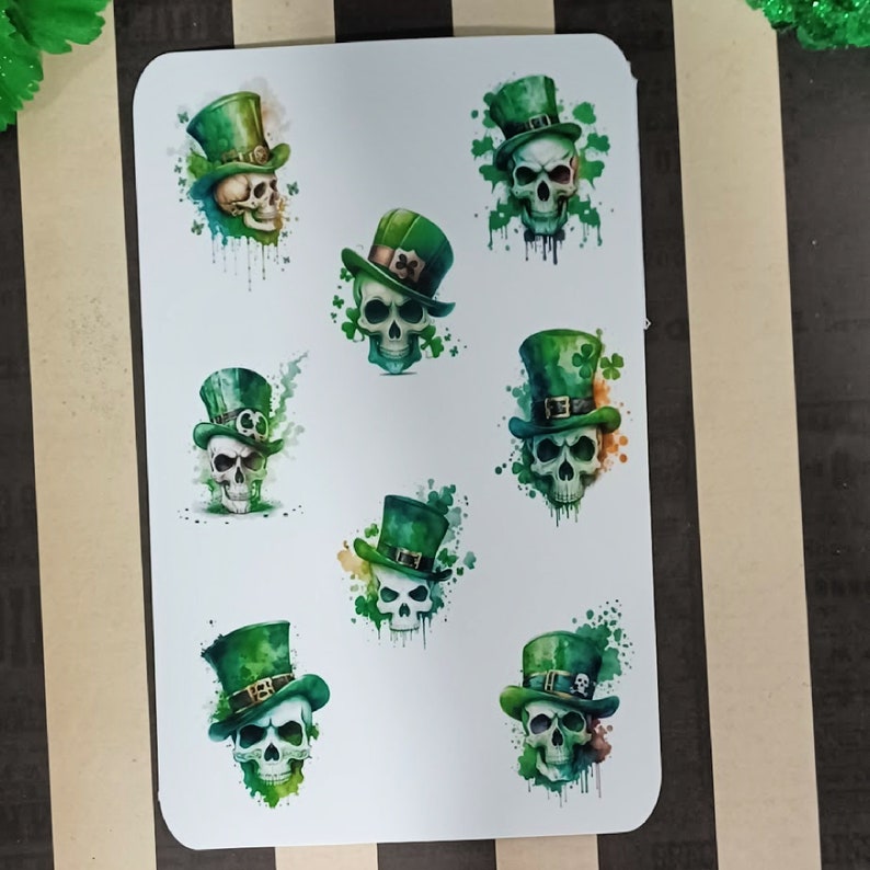 St. Patrick's Day Skull Sticker Sheet Skull Sticker Sheet Skull Stickers image 6