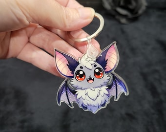 Gothic Bat Keychain | Colorful Acrylic Bat Charm | Spooky Bag Charm | Halloween Accessory | Gift for Bat Lover
