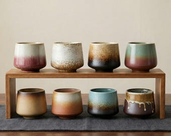 Vintage steengoed koffiemok, handgemaakte beker Japandi aardewerk, rustieke keramische theemok, woondecoratie Wabi-Sabi Boho