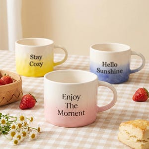 Caneca de cerâmica personalizada com gravação – Caneca de cerâmica com texto personalizado para a mãe, presente artesanal para o Dia das Mães, caneca carinhosa para o dia a dia.