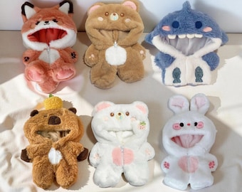 Sudadera con capucha de algodón para muñeca de 20 cm / Mono de animalito adorable / Pijama de peluche de oso, conejo y zorro / Conjunto de ropa de invierno para muñeca Kpop