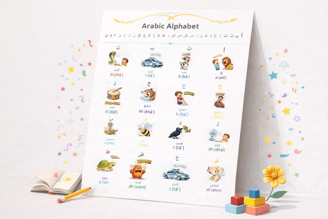 Arabic Alphabet Sounds Poster for Kids – Learn Arabic Through Fun ...
