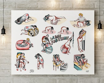 Labor Positions Poster - Maternity Prints - Original Feminist Illustration for Decor