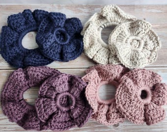 Handmade Crochet Scrunchie Set | Textured Yarn Mommy & Me Hair Accessories