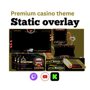 casino kick and twitch overlay package include stream chat, goal widget, alert, webcam, Obs transition for v tubers.