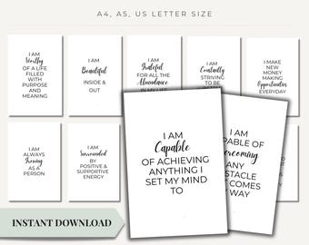 100 Printable Positive Affirmation Cards | Self-Love & Motivation (Digital Download)