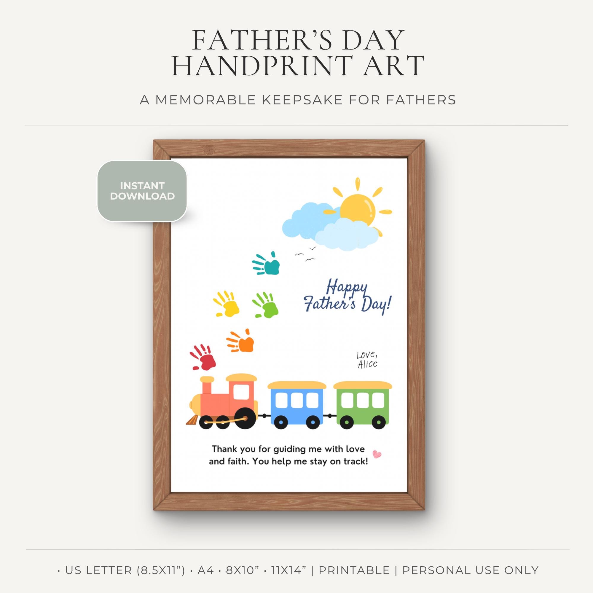 Father's Day Handprint Train Printable, DIY Keepsake Craft for Dad,…