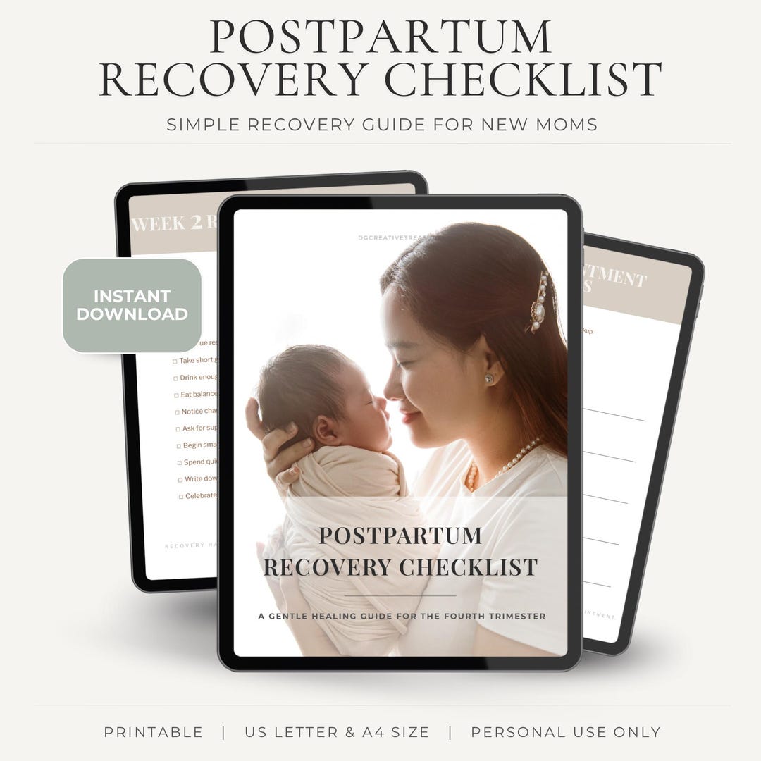 Postpartum Recovery Checklist | New Mom Self-care Guide (digital ...