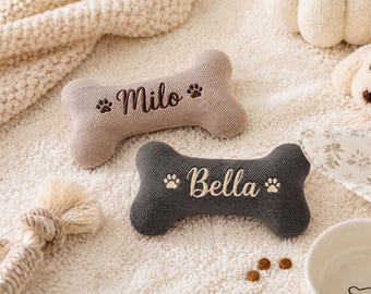 Gepersonaliseerd hondenbot, stoffen huisdierspeeltje met geborduurde naam, duurzaam trainingsspeeltje voor buiten, cadeau voor een pasgeboren puppy