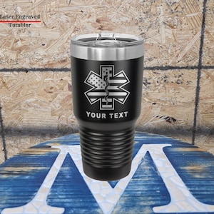 EMS Individueller Becher, Stern des Lebens Flaggenbecher, Sanitäterbecher mit Gravur, personalisiertes EMT Geschenk, Edelstahlreisebecher