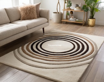 Hand-Tufted Wool Rug | Cream Living Room & Bedroom Area Carpet