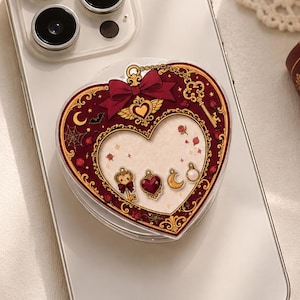 Heart Gothic MagSafe Phone Grip – Red Magical Magnetic Phone Holder, Witchy Romantic Grip for Collectors & Book Lovers, E-reader Stand