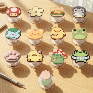 Assorted Kawaii Magnetic Phone Grip Set – Cute Animal, Flower, and Food Magsafe Phone Stand, Fun Phone Grip Collection for Teens, Kids