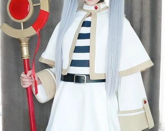 Frieren Cosplay Costume, Frieren Beyond Journey's End Anime, Shawl Cloak Dress, Wig Grey Ponytail, Rose Net Christmas