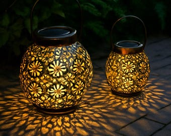 Hanging Metal Solar Lights for Garden | Iron LED Solar Lantern for Outdoor Decor | Patio Yard Hanging Light | Waterproof Garden Decoration