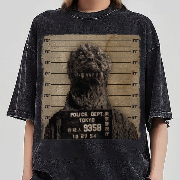 Godzilla Mugshot Shirt, Funny Godzilla Sweatshirt, King of Monsters T Shirt, Movie Fan Gift for Him