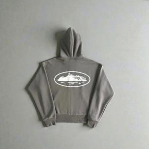 Corteiz Island Puff Print Hoodie Grey image 4