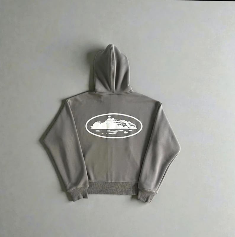 Corteiz Island Puff Print Hoodie Grey image 4