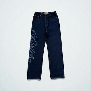Corteiz Frayed Denim Baggy Jeans Navy image 1
