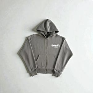 Corteiz Island Puff Print Hoodie Grey image 1
