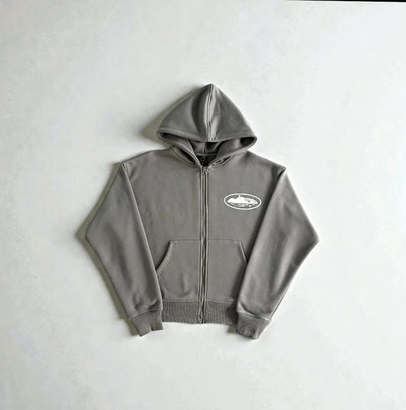 Corteiz Island Puff Print Hoodie Grey image 1