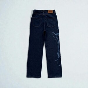 Corteiz Frayed Denim Baggy Jeans Navy image 3