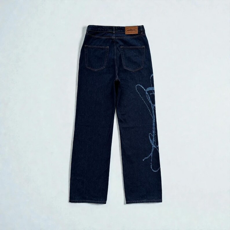 Corteiz Frayed Denim Baggy Jeans Navy image 3
