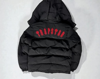 Trapstar Men's Irongate Detachable Hooded Puffer Jacket Black/Red
