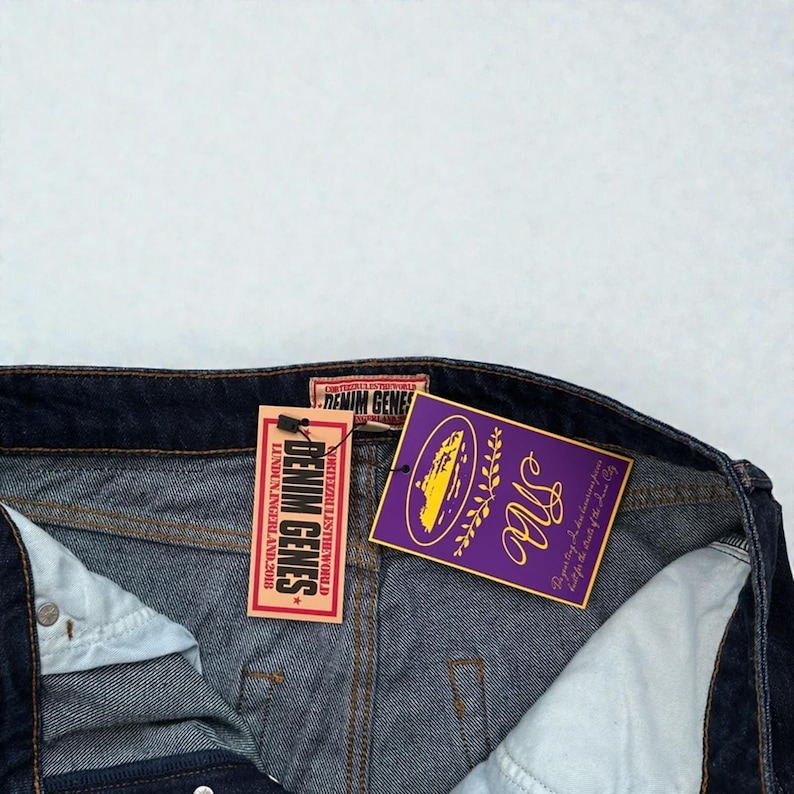 Corteiz Frayed Denim Baggy Jeans Navy image 2