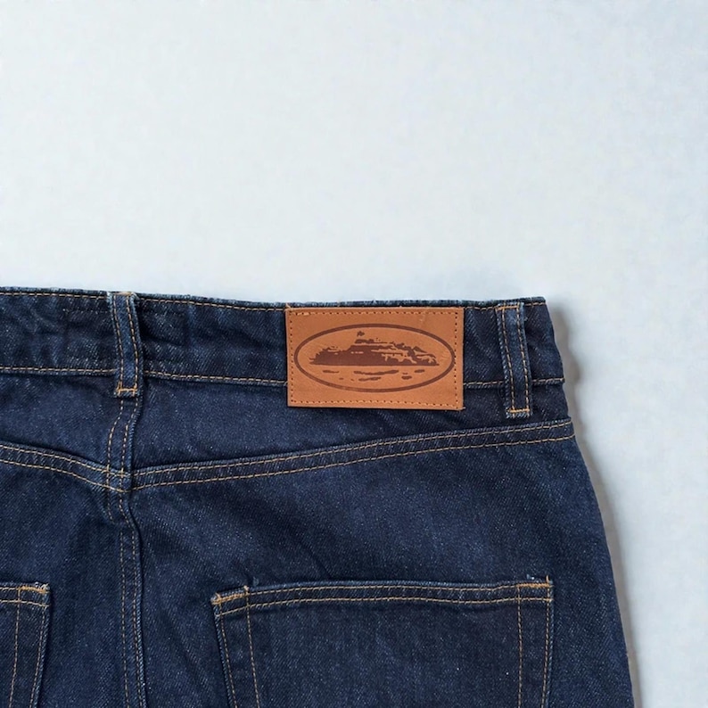 Corteiz Frayed Denim Baggy Jeans Navy image 4