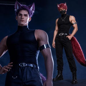 Love and Deepspace Valko Ao Yin Full Cosplay Costume Set, Wig Mask Wolf Ears Tail Shoes, Anime Game Halloween Outfit