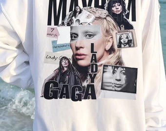 Lady Gaga Mayhem-collagesweatshirt, trui met vintage muziek, cadeau Little Monsters-fan