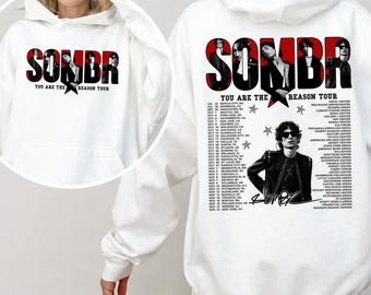Sombr Du bist der Grund Tour Hoodie, 2-seitiges Konzertdaten Grafik-Sweatshirt