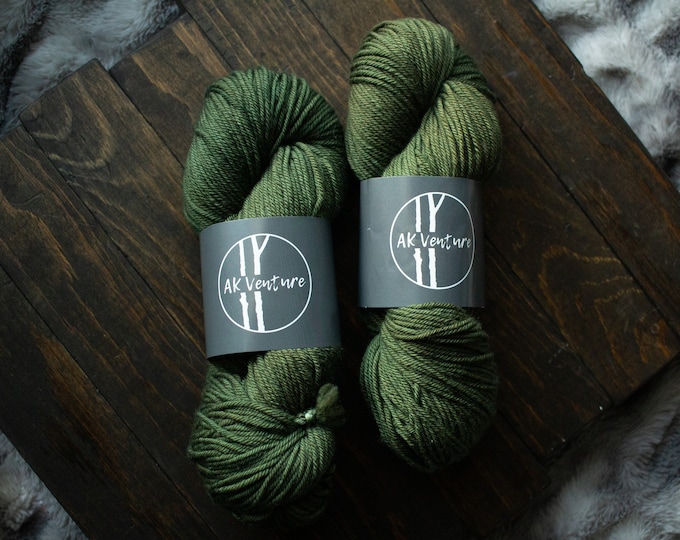 Pine | DK Weight | Hand dyed yarn | DK Yarn | 4 Ply | Superwash Extrafine Merino Wool | Nylon | AK Venture Yarn