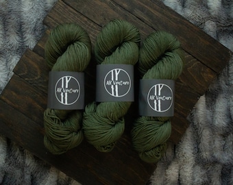 Pine | Fingering Weight | Hand dyed yarn | Sock Yarn | 4 Ply | 85/15 Superwash Extrafine Merino Wool Nylon | AK Venture Yarn