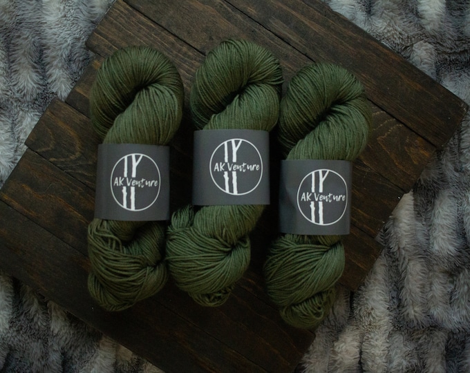 Pine | Fingering Weight | Hand dyed yarn | Sock Yarn | 4 Ply | 85/15 Superwash Extrafine Merino Wool Nylon | AK Venture Yarn