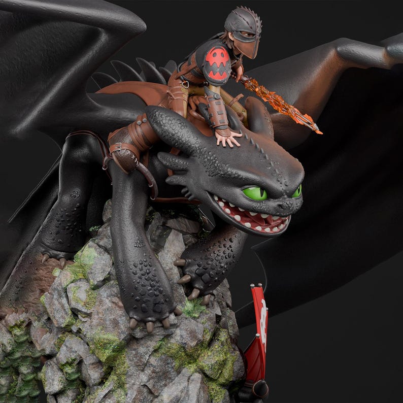 Hiccup and Toothless Statue + Bust 3D STL Print File Model - Etsy